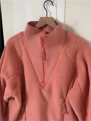 NWT Free People Ready Set Rib Fleece Pullover in Frosted Peach thumbnail 6