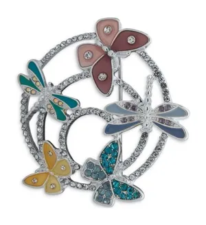 Anne Klein Silver Tone Crystal Butterfly Dragonfly Pin Brooch NWT thumbnail 1