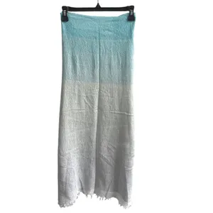 Nordstrom Scarf Womens Turquoise Ombre Crinkle Gauze Italian Modal Cotton Wrap thumbnail 3