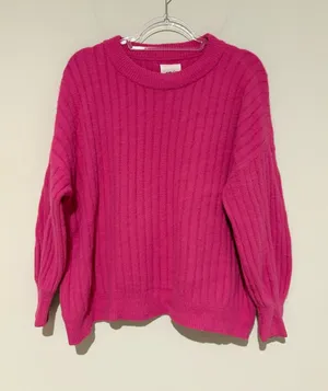 aerie buttercream Ribbed Crewneck Sweater Hot Pink size‎ medium thumbnail 1