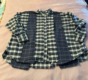 BDG Urban Outfitters Robbie Spliced Plaid Flannel button down shirt oversized L thumbnail 1