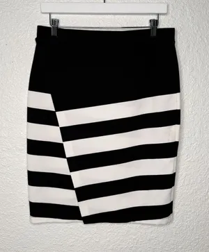 BB Dakota Black and White Striped Wrap Skirt Size M thumbnail 1