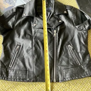 Tommy Hilfiger Faux Leather Moto Jacket Women Large Black 90s Off‎ Duty Classic thumbnail 7