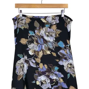 Studio Liz Claiborne Floral High-Low Midi Skirt Black Purple Garden Party Sz 12 thumbnail 2