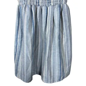 American Eagle Smocked Striped Linen Blend Mini Dress Blue White Boho Size S thumbnail 3