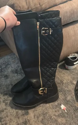Black thigh high boots Size 7.5 thumbnail 1
