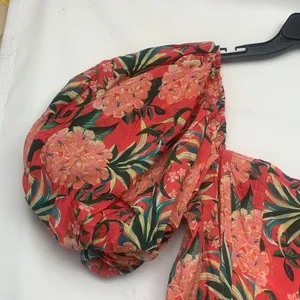 FARM Rio size large pineapple bloom midi dress pink green puff sleeve floral thumbnail 5