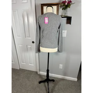 Edikted Basic Gray Melange Ribbed Thermal Raglan Long Sleeve Top thumbnail 2