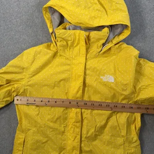The North Face Women's Small Rain Jacket Hooded Yellow White Polka Dot Full Zip thumbnail 7