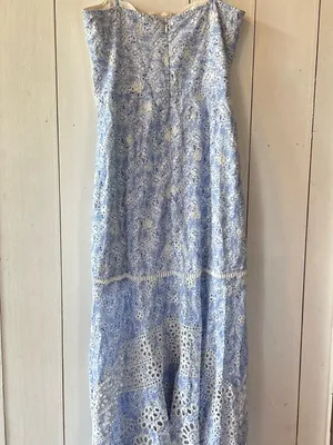Karina Grimaldi Light Blue Eyelet Corset Midi Dress small thumbnail 4