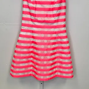 Lilly Pulitzer Joslin Fiesta Bright Pink White Floral Striped Joslin Dress Sz 4 thumbnail 4