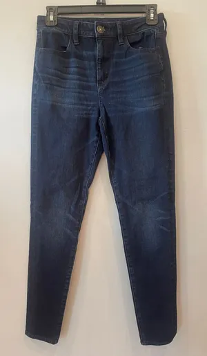 Women’s Dark Blue Slim Jeans by American eagle size 4 thumbnail 1