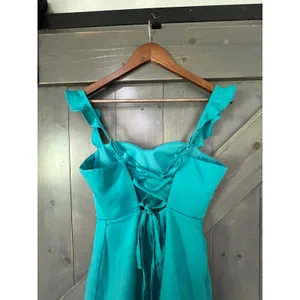 Snow Rose Teal Ruffle Mini Dress Lace Up Back Size 0 Coquette‎ Mermaidcore thumbnail 7