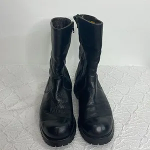 Havana Joe Mid Calf Leather Zipper Black Booties size 37 thumbnail 3