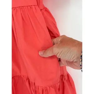 Adyson Parker Tiered Puff Sleeve Dress Womens Medium‎ Coral Babydoll Pockets thumbnail 3