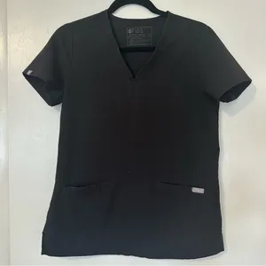 Figs Technical Collection V Neck Short Sleeve Scrub Top Womens XS Black thumbnail 7