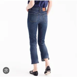 J. Crew Blue Whiskered Cutoff Hem 9 Inch Billie Demi Boot Crop Jeans Size 27 thumbnail 2