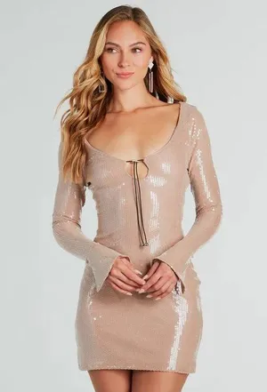 Windsor A Night Like This Sequin V-Neck Mini Dress thumbnail 1