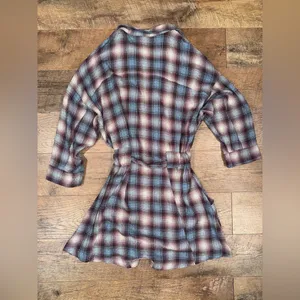 Free People Viscose Blend Before I Let Go Plaid Romper in Blue & Brown Tie Wasit thumbnail 13