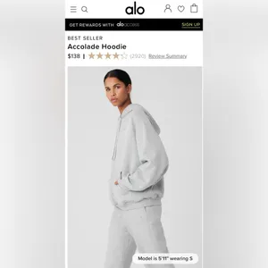NWT Alo Yoga Accolade Hoodie Athletic Heather Grey Size S thumbnail 11