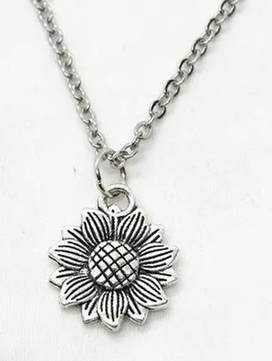 Sunflower Pendant Necklace Silver thumbnail 1