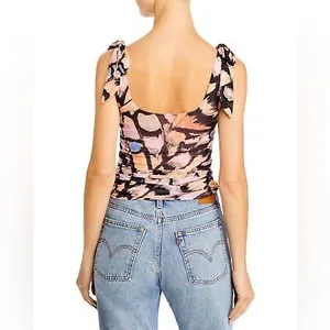 Free People Avenue Print Tank Top Crop Black Small thumbnail 4