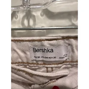 Bershka Womens Straight Leg Carpenter Pants Off White Denim Utility 4‎ Gorpcore thumbnail 3
