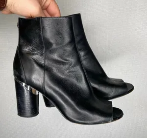 DKNY | Leather Black Bootie‎ Heel Toe Peek 8 thumbnail 1