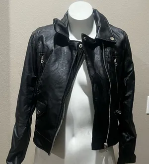 Love tree black faux leather jacket thumbnail 1