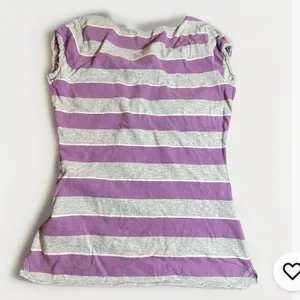 Guess Jeans Baby Tee M Pink Gray Stripe Cotton Fitted Y2K Style Retro Top sexy thumbnail 2