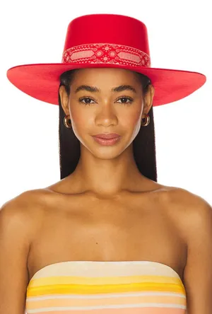 Lack of Color Hat The Sierra Boater Hat in Ruby Red thumbnail 1