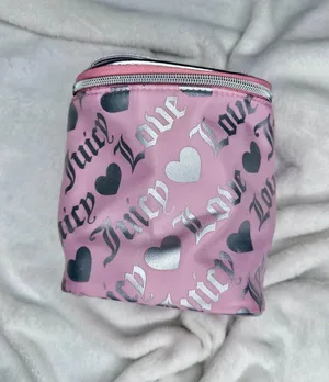 Juicy Couture Top Handle Bag Womens Small Pink Heart Love Print Travel Zip thumbnail 1