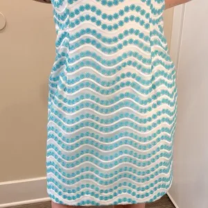 Lilly Pulitzer Leavens Top Notch Strapless Dress‎ Blue White Floral Embroidery 4 thumbnail 7