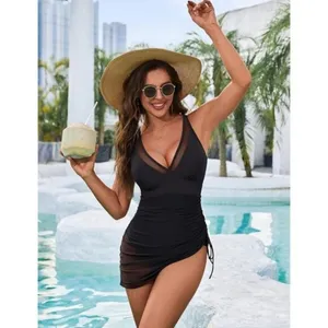 Blooming Jelly X-LARGE One-Piece Swimsuit Tummy Control Swim Dress BLACK thumbnail 8