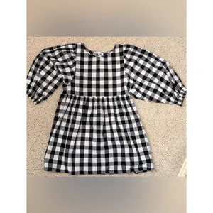 Gingham Puff Sleeve Babydoll Dress Black White Size S San Jose The Label thumbnail 2