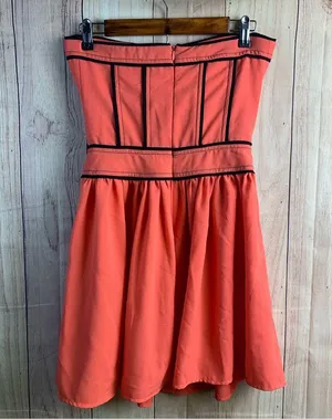 Sugarlips Strapless Coral Dress with Black Accents thumbnail 4
