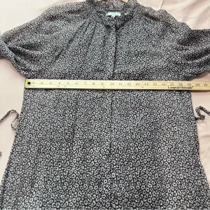 Joie‎ Sheer Silk Floral Button Front Tie Waist Dolman Puff Sleeve Midi Dress S thumbnail 13