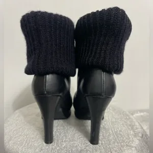 Ramiro Olivares Size 5US-MX3 Black Leather Knit Cuff High Heel Booties(B46) thumbnail 4