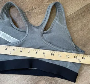 Nike Dri Fit Sports Bra Removable Pads Grey Black Swoosh Racerback ~ Size M thumbnail 13