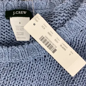 J Crew Blue Long Sleeve Woven Knit Crewneck Sweater NEW S thumbnail 5