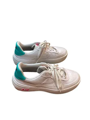 Nike Air Force 1 wms white green platform leather LT sneakers sz 8.5 SKU 10-335 thumbnail 3