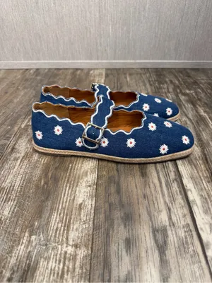 Maeve Denim Daisy Espadrille Mary Janes - Blue & White Size 8-9 thumbnail 14