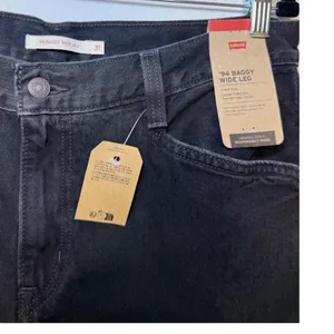 Levis 94 Baggy Wide Leg Jeans Black Mid Rise Denim Pants Size 31 NEW thumbnail 2