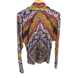 Free People Chase Me Long Sleeve Paisley Mockneck Top Size XS Multicolor‎ Boho thumbnail 6