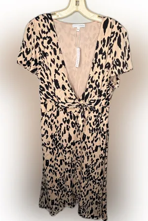 Baltic Born Poppy Satin Midi Dress Animal Print nwt thumbnail 1