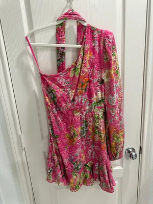 Hemant and Nandita Miyu Pink One Shoulder Mini Dress thumbnail 7
