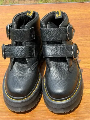 Dr. Martens Devon Heart Platform Boots Women US 7 Black Leather Double Strap thumbnail 10
