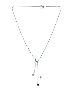 Moon and Stars necklace with rhinestones silver alloy pretty boho gift valentine thumbnail 3