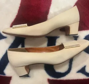 Vintage Cream Women's square heels Size 8.5 thumbnail 1
