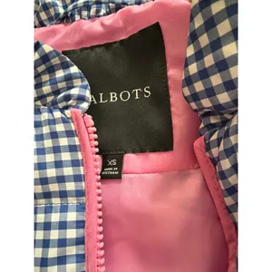 Talbots‎ Womens Blue Gingham Quilted Puffer Vest Pink Trim Full Zip XS Pockets thumbnail 6